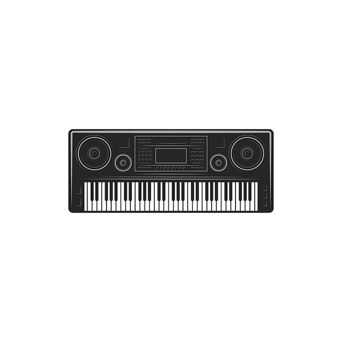 Synthesizer isolated electronic musical instrument. Vector device operated by keyboard to generate sounds