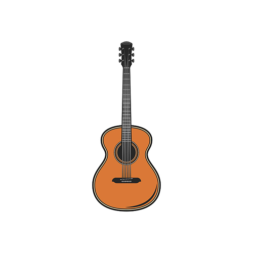 Guitar isolated fretted musical instrument. Vector classical guitar with nylon strings