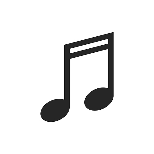 Music note isolated outline monochrome icon. Vector pitch and duration of sound sign,