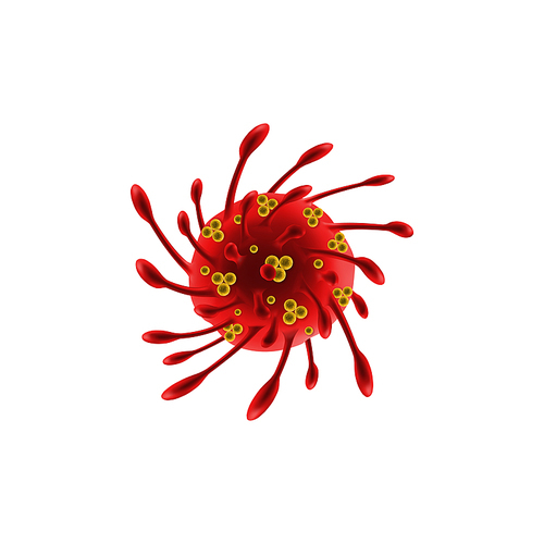 Bacteria virus cell isolated red gem causing infections. Vector bacterium with tentacles