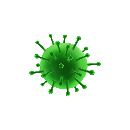 Green round germ with tentacles isolated virus bacteria. Vector genetic structure of parasite