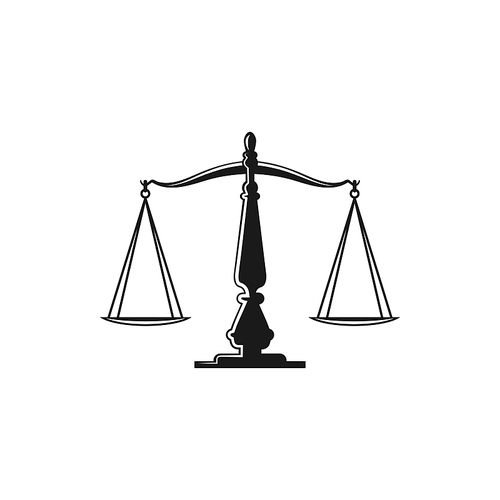 Themis scale isolated sign of justice, dual balance symbol. Vector vintage equal weight scales