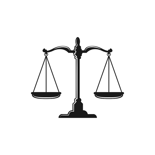 Themis scale isolated sign of justice, dual balance symbol. Vector vintage equal weight scales