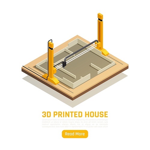 Download and  house with 3d ing robotics innovative software advanced materials isometric website element vector illustration