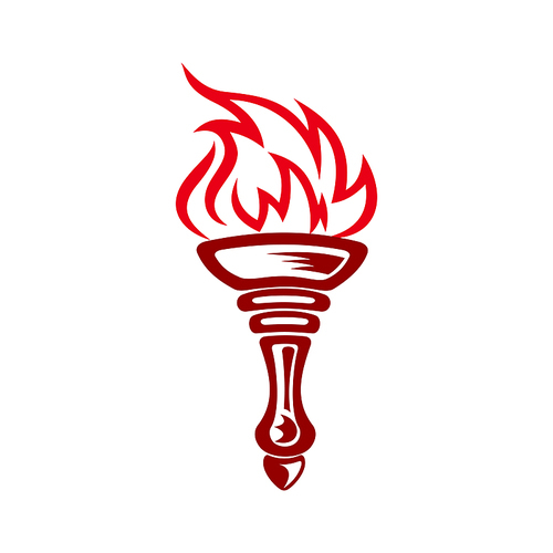 Fire torch isolated icon. Vector burning flame, symbol of victory and championship race