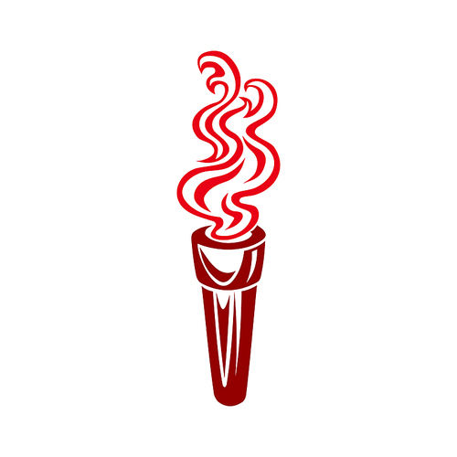 Fire torch isolated icon. Vector burning flame, symbol of victory and championship race