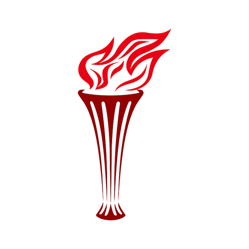 Fire torch isolated icon. Vector burning flame, symbol of victory and championship race
