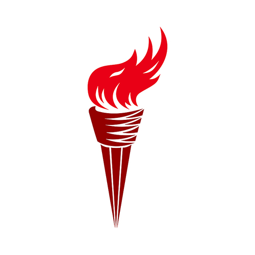 Fire torch isolated icon. Vector burning flame, symbol of victory and championship race