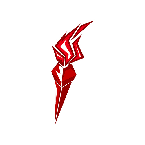 Flaming torch isolated sport winners symbol. Vector red flambeau, triumph and liberty concept icon