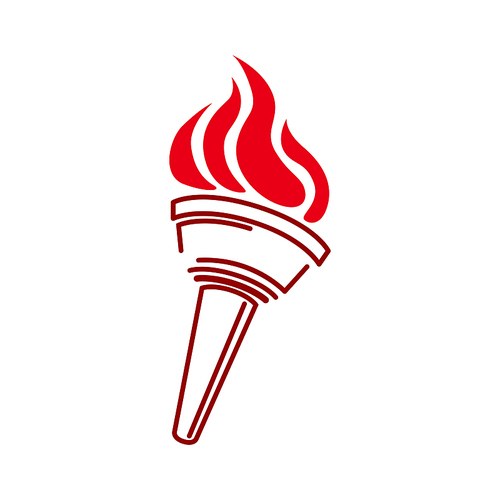 Burning torch with handle symbol of freedom, honor and liberty isolated. Vector flaming fire on handle