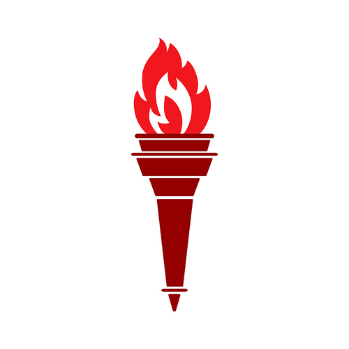 Burning torch with handle symbol of freedom, honor and liberty isolated. Vector flaming fire on handle