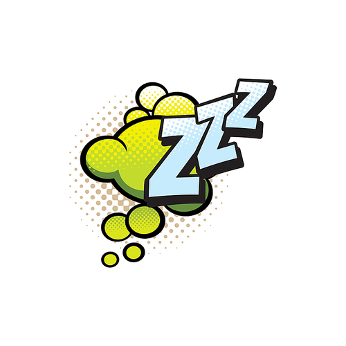 Comic book sound cloud, bubble chat cartoon icon. Vector Zzz sleeping snore sound blast cloud, comic book halftone art