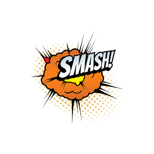 Comic sound blast, bubble chat cartoon icon. Vector Smash sound blast, explosion boom cloud and superhero comic book pop art