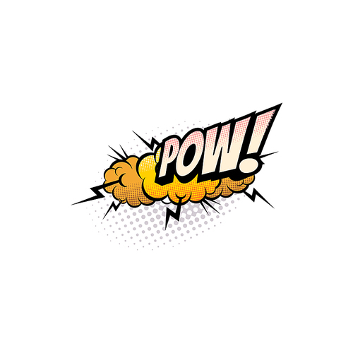 Sound blast, Pow bubble comic book cartoon icon. Vector Pow sound cloud, explosion boom bang, superhero comic book art speech