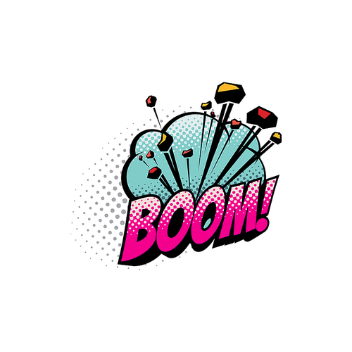 Comic sound blast, bubble chat cartoon icon. Vector Boom sound blast, explosion cloud, superhero comic book pop art bubble