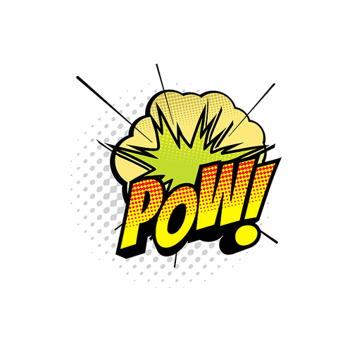 Comic book sound blast, Wow bubble cartoon halftone icon. Vector Wow sound blast explosion, pop art burst bang cloud puff