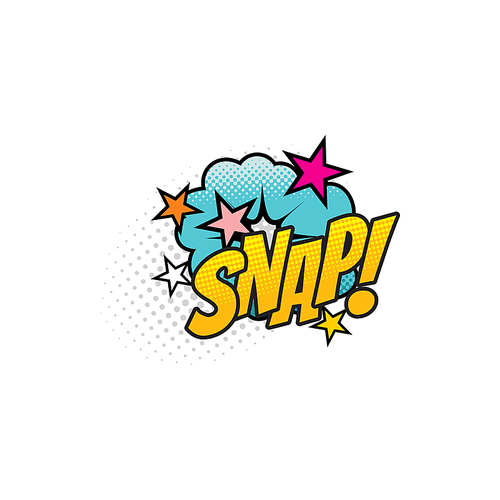 Comic sound blast, Snap bubble cloud cartoon icon. Vector Snap sound blast, explosion boom cloud with stars, superhero comic book pop art