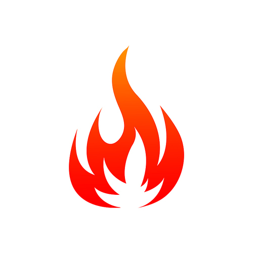 Fire with sparks isolated icon. Vector blazing burning flames, bonfire or campfire symbol