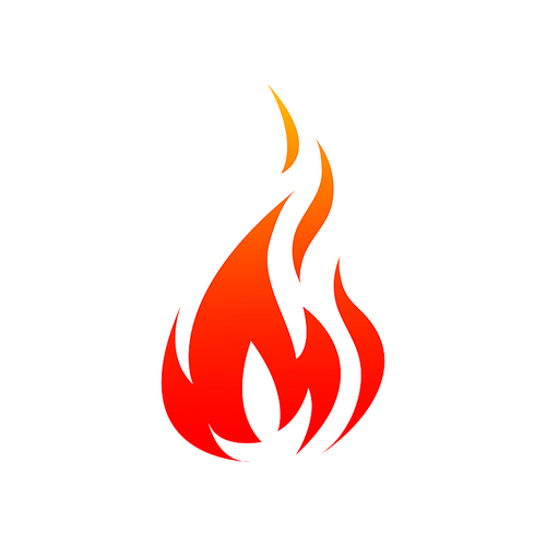 Flaming fire isolated icon. Vector burning bonfire or campfire, hot ignite symbol