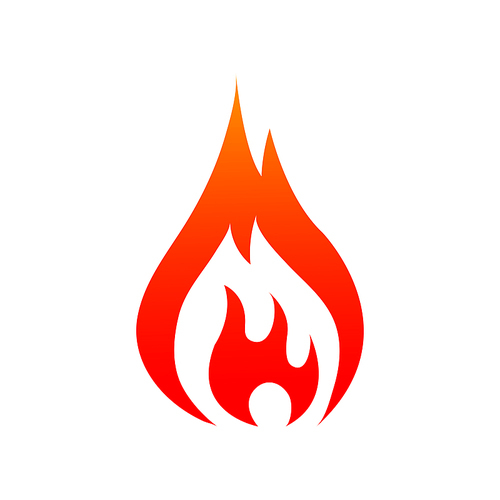 Flaming fire isolated icon. Vector burning bonfire or campfire, hot ignite symbol