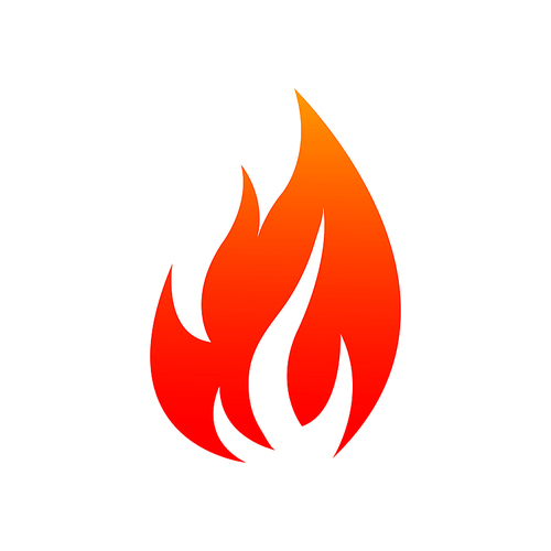 Flaming fire isolated icon. Vector burning bonfire or campfire, hot ignite symbol