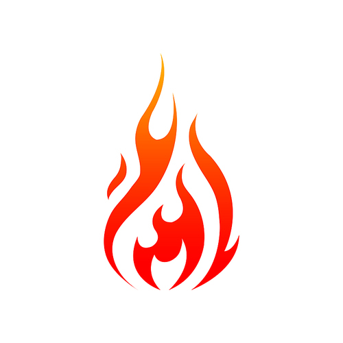 Fire with sparks isolated icon. Vector blazing burning flames, bonfire or campfire symbol
