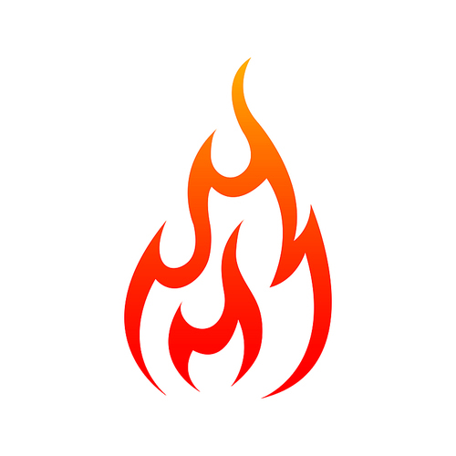 Fire with sparks isolated icon. Vector blazing burning flames, bonfire or campfire symbol