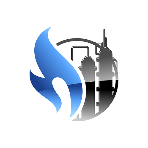 Gas and oil company logo isolated icon. Vector natural gasoline, blue fire