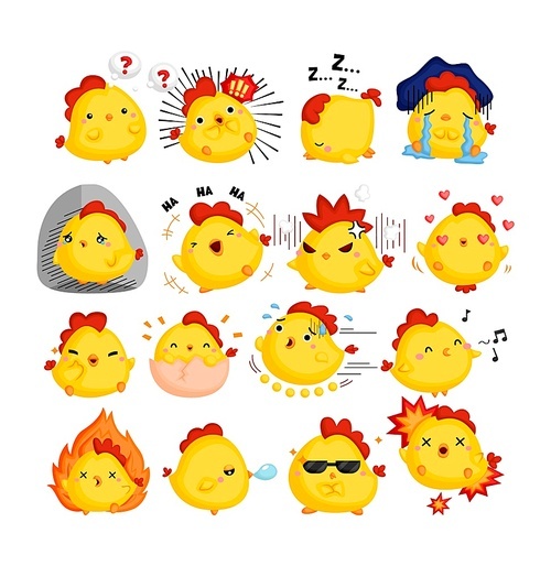 chickens full of emotions set