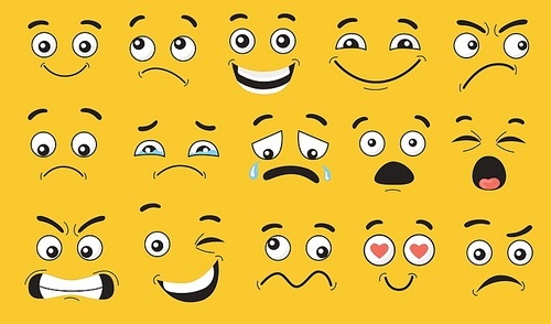 Comic face expressions set