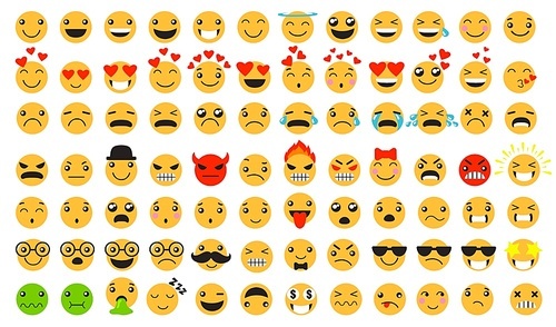 Sad and happy emoticons set