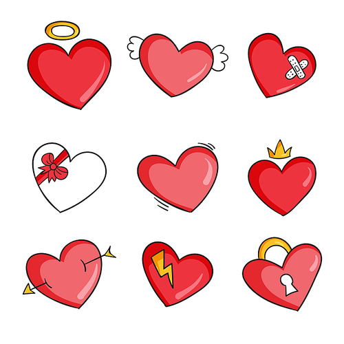valentines day heart love sign set