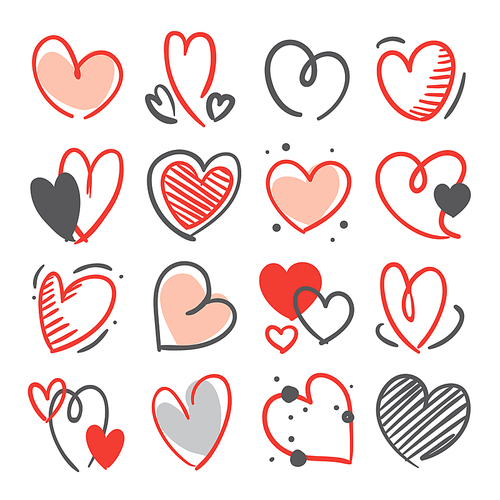 valentines day heart love sign set