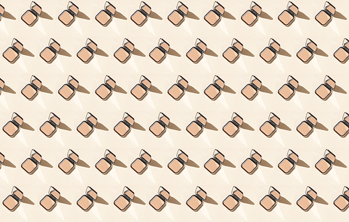 Minimal modern cosmetic scene with compact powder seamless pattern background