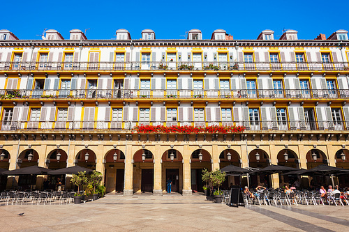 Constitucion Plaza is a main square in the San Sebastian city, Basque Country in northern Spain