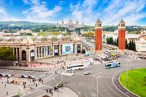 Placa Espanya or Plaza de Espana is one of the most important squares in Barcelona city in Catalonia region of Spain