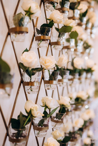 elegant wedding decorations made of natural flowers and green elements