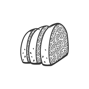 Cut bread slices isolated monochrome icons. Vector bakery food, loaf snacks