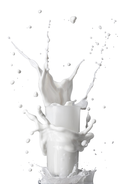 milk splash in glass isolated on white