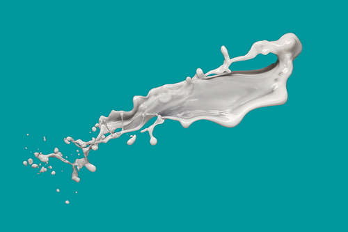 milk splash isolated on blue background