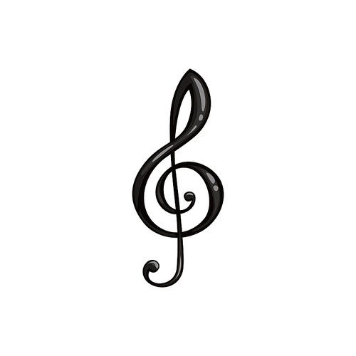 Musical note sign isolated vector treble clef. Vector G-clef thin line, music concept