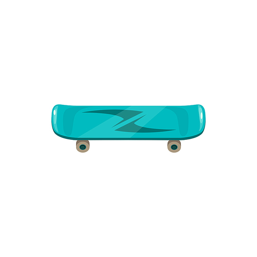 Skateboard isolated realistic longboard. Vector blue skateboarding board, deck with wheels