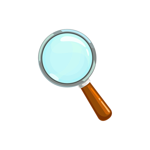 Magnifying glass with handle isolated zooming tool. Vector magnifier or loupe symbol