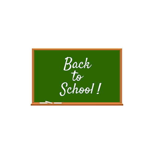 Back to school chalk lettering on board isolated. Vector 1st September, start of lessons at autumn