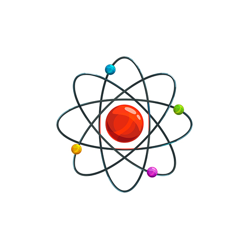 Atoms and electrons movement around orbit isolated. Vector chaotic motion of molecules