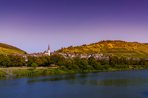 The village of Enkirch in the Mosel Valley on a summer evening