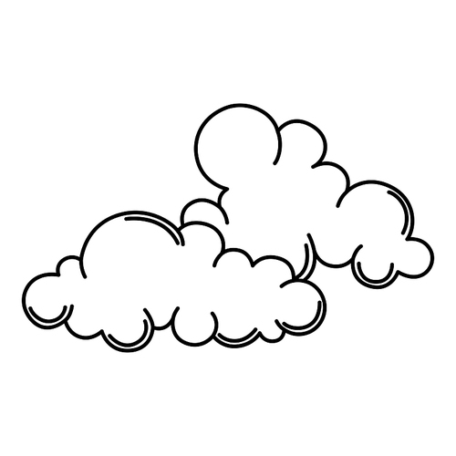 silized clouds. decorative  art. isolated vector illustration. black and white simbol.