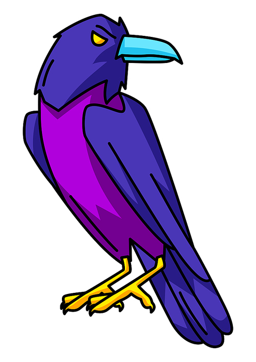 magic evil raven. mystic, alchemy, spirituality,  art. isolated vector illustration. esoteric symbol in cartoon style.