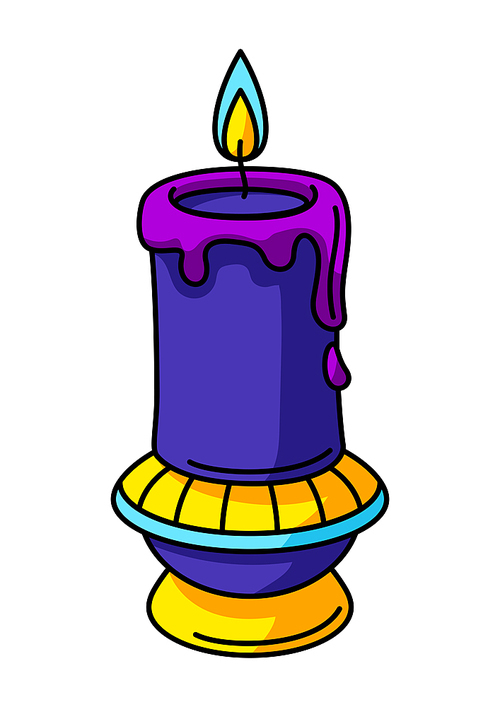 magic antique candle on candlestick. mystic, alchemy, spirituality,  art. isolated vector illustration. esoteric symbol in cartoon style.
