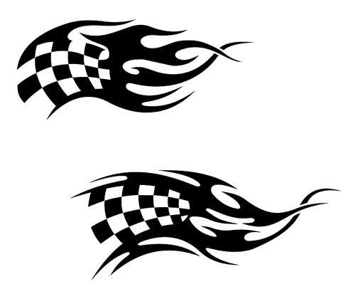 chequered flag with black flames as a racing or motocross